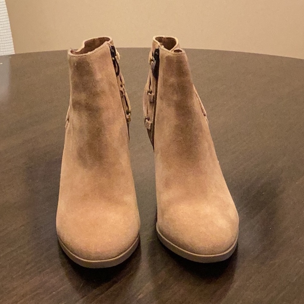 Michael Shannon Tan Suede Ankle Boots with Elastic Panels
